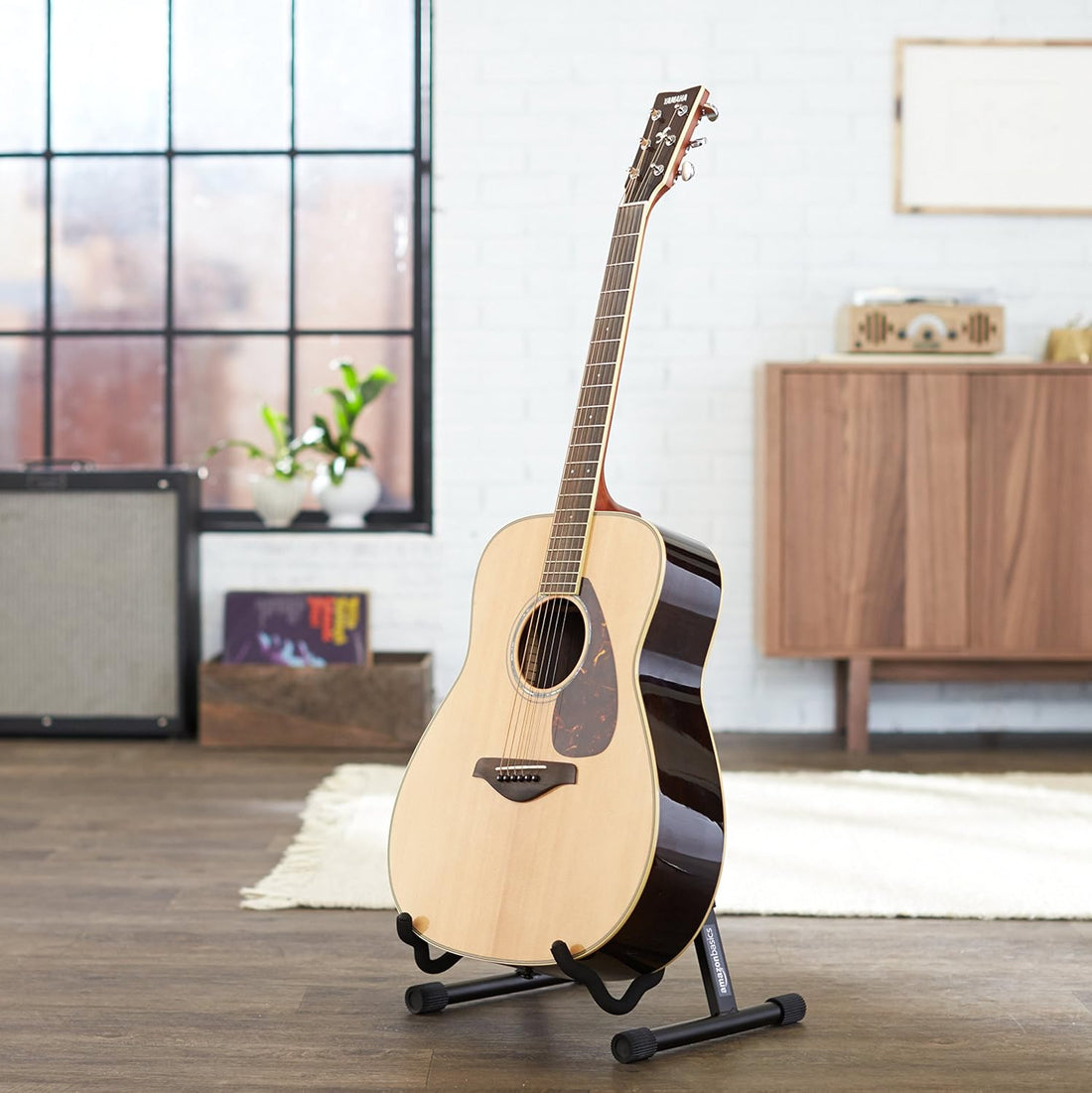 Adjustable Folding Guitar Stand, A-Shape, Fully Assembled - for School Music Program, Concerts & Multiple Users, Black