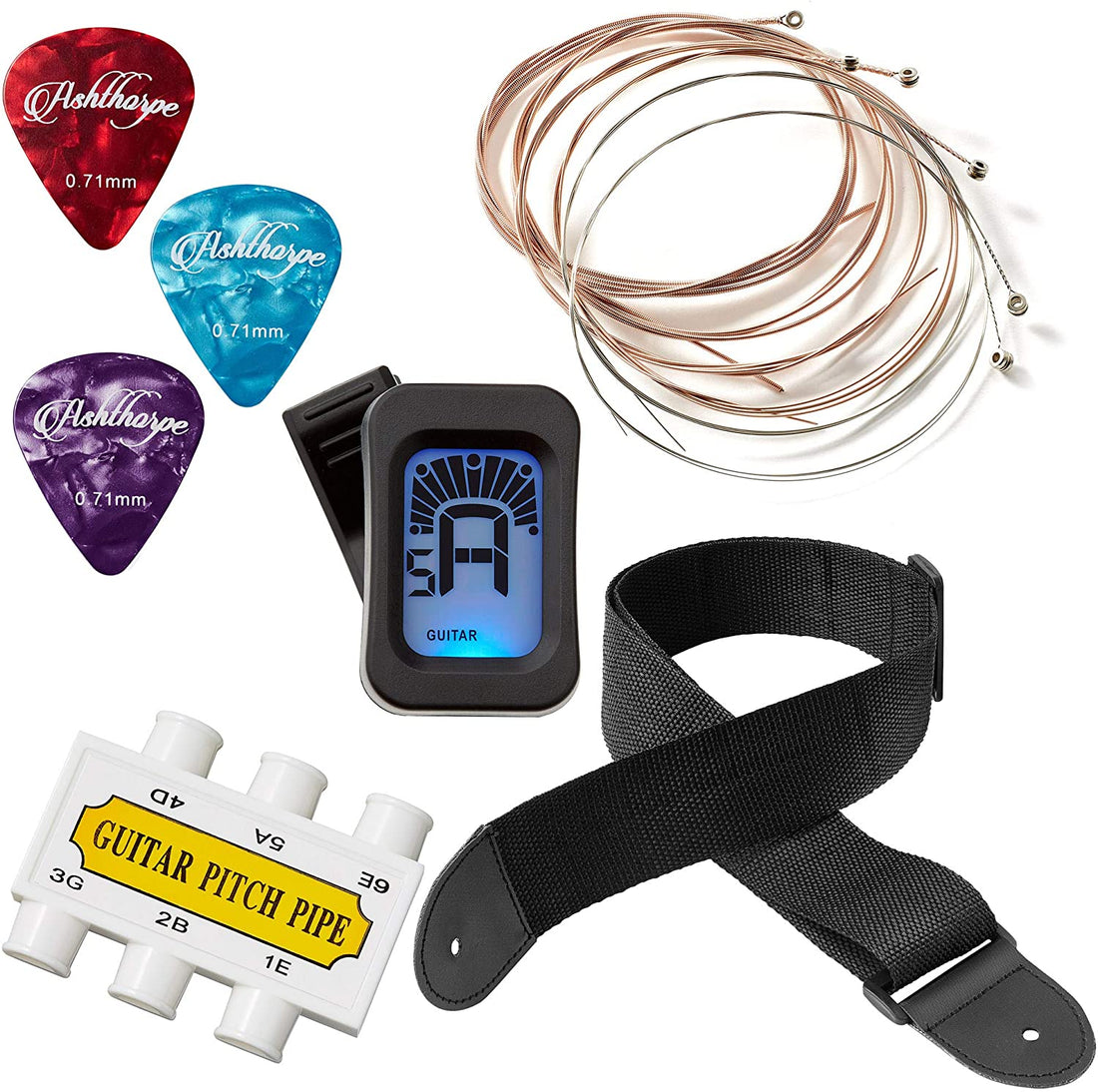 38-Inch Beginner Acoustic Guitar Package (Sunburst), Basic Starter Kit W/Gig Bag, Strings, Strap, Tuner, Pitch Pipe, Picks