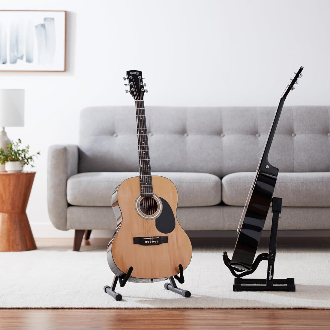 Adjustable Folding Guitar Stand, A-Shape, Fully Assembled - for School Music Program, Concerts & Multiple Users, Black