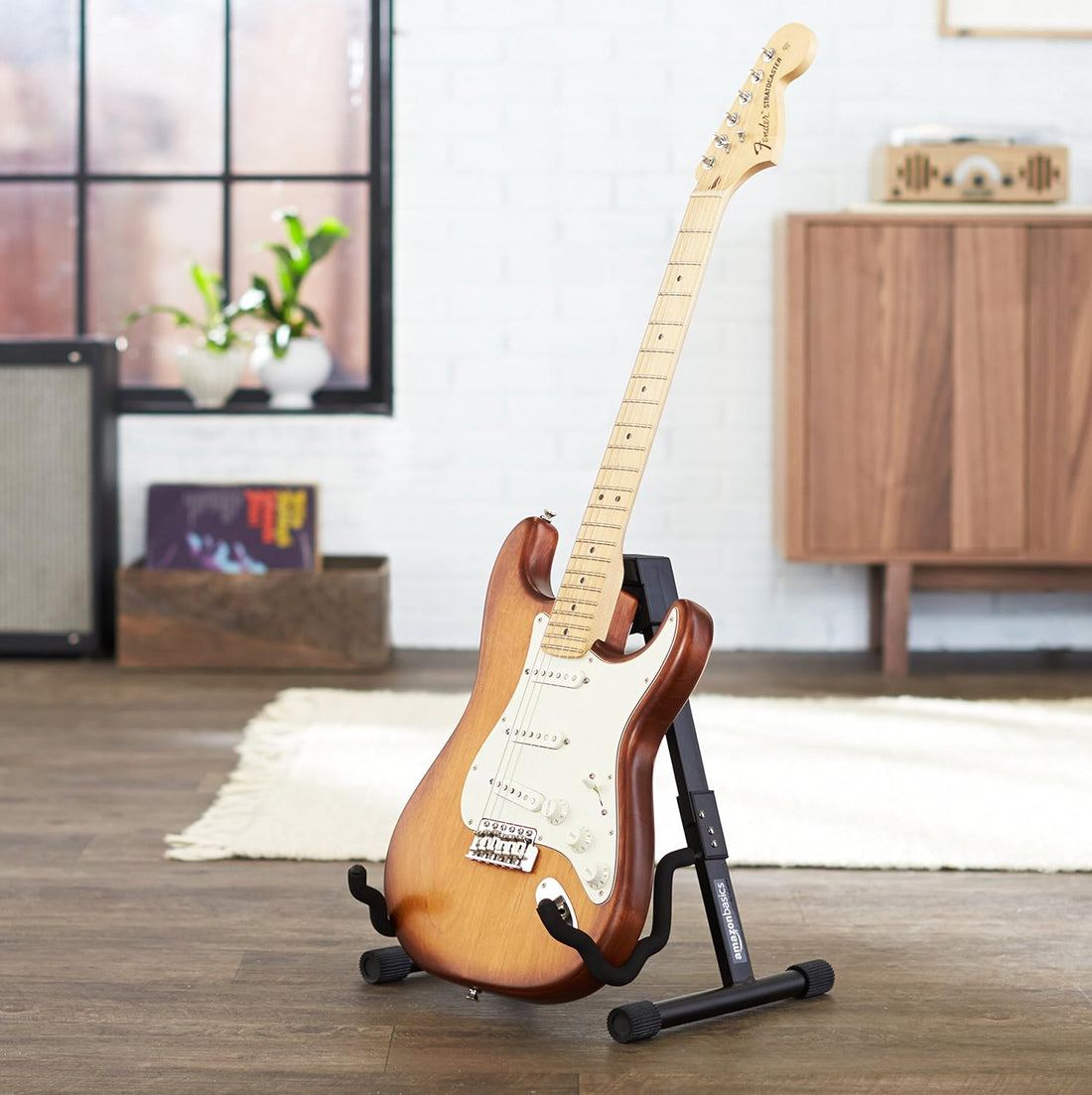 Adjustable Folding Guitar Stand, A-Shape, Fully Assembled - for School Music Program, Concerts & Multiple Users, Black
