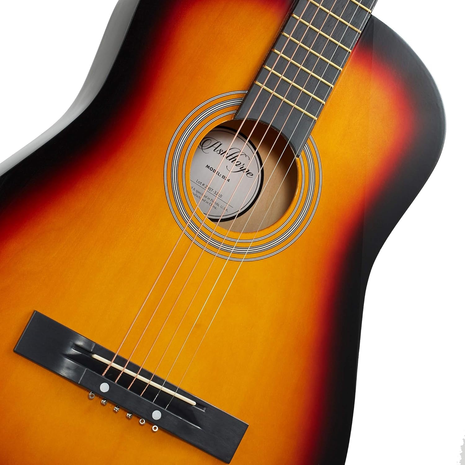 38-Inch Beginner Acoustic Guitar Package (Sunburst), Basic Starter Kit W/Gig Bag, Strings, Strap, Tuner, Pitch Pipe, Picks