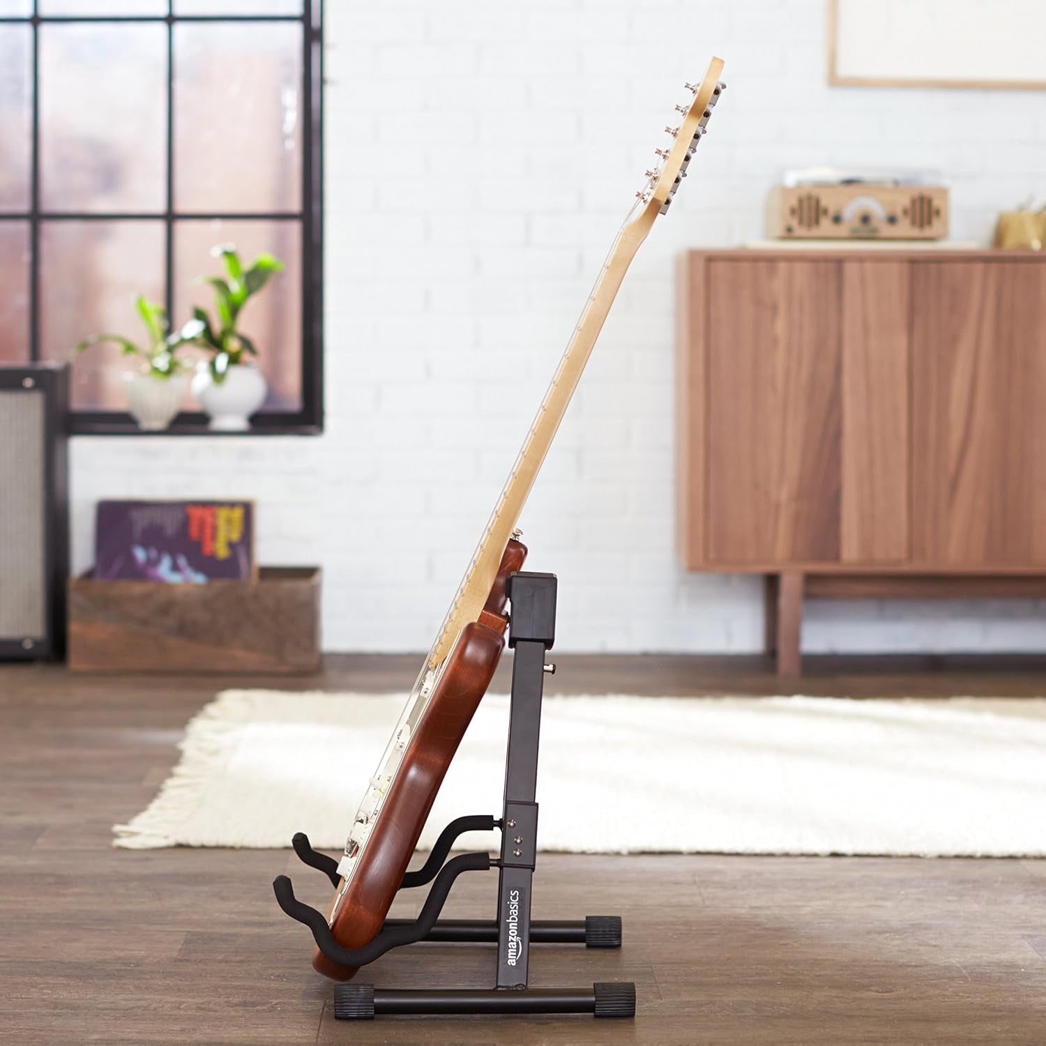 Adjustable Folding Guitar Stand, A-Shape, Fully Assembled - for School Music Program, Concerts & Multiple Users, Black