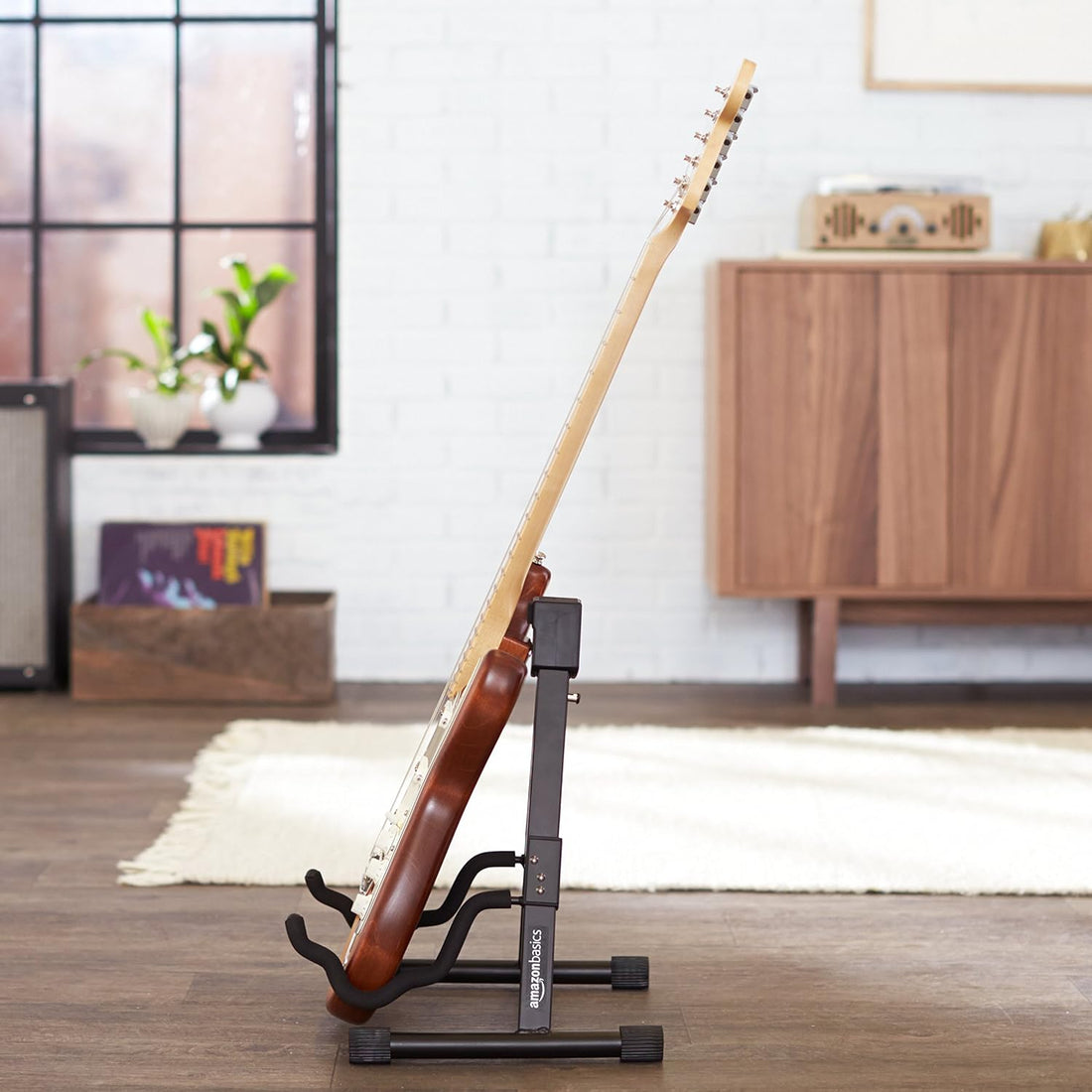 Adjustable Folding Guitar Stand, A-Shape, Fully Assembled - for School Music Program, Concerts & Multiple Users, Black