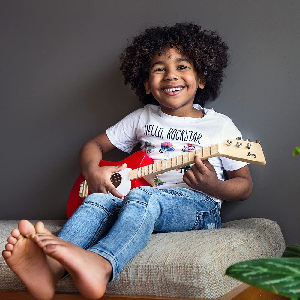 Mini Acoustic Kids Guitar for Beginners 3-Strings Ages 3+ Learning App and Lessons Included