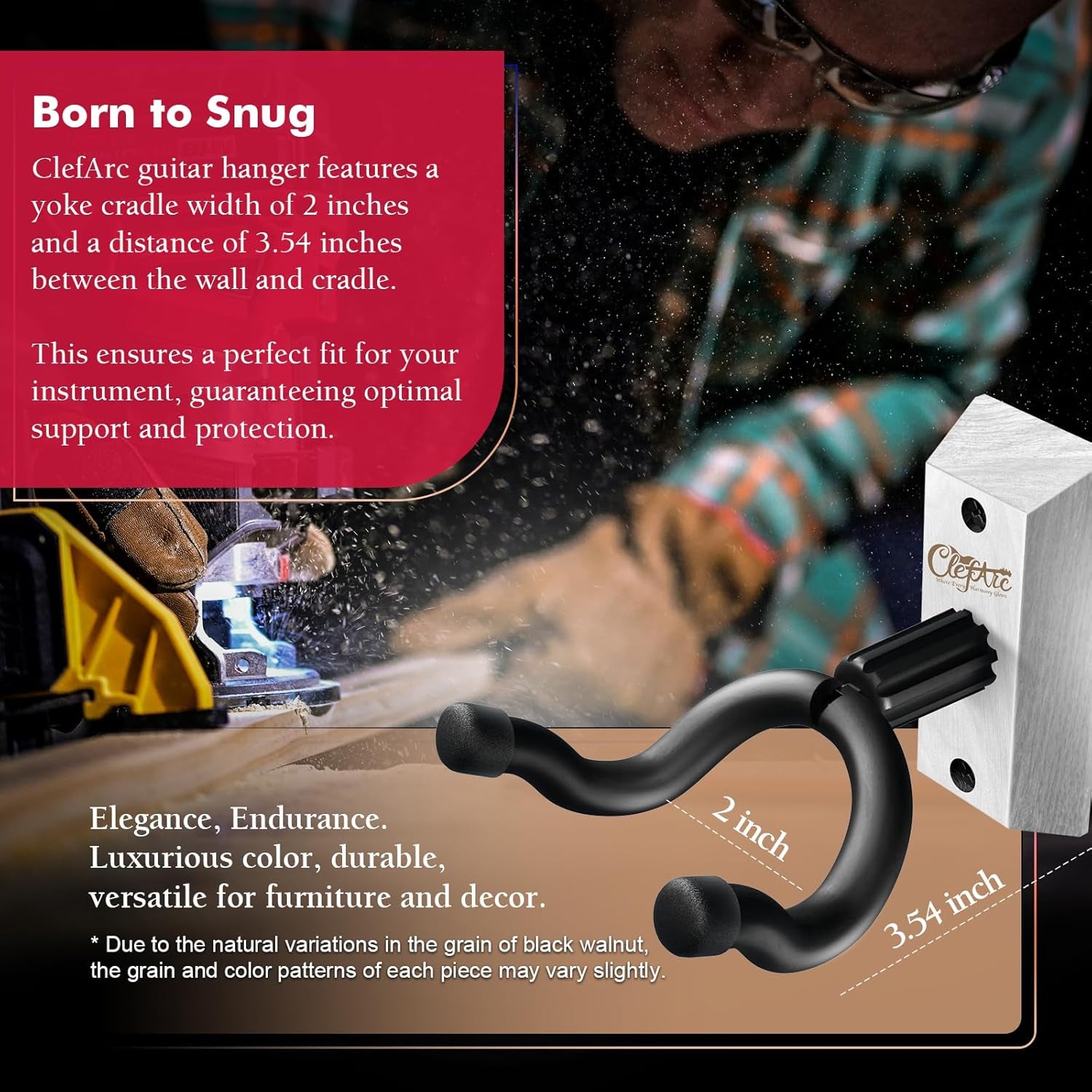 Guitar Wall Mount White - 2 Pack Guitar Wall Hangers, Guitar Picks, Pick Holder, Guitar Accessories, U-Shape Hardwood Guitar Hanger, Gifts for Guitarists, with 6 Assorted Guitar Picks