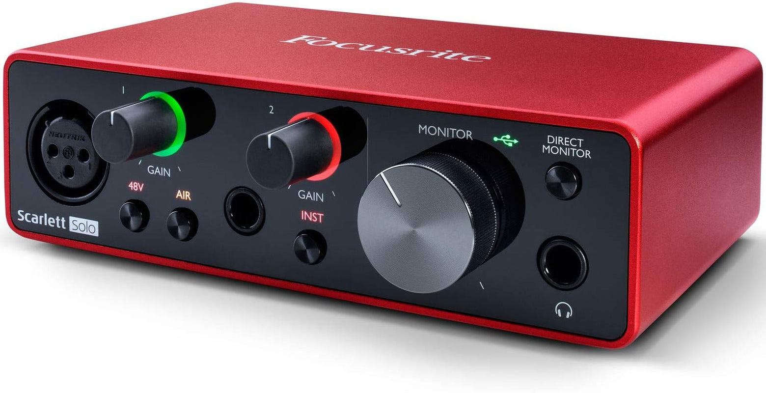 Scarlett Solo 3Rd Gen USB Audio Interface for Guitarists, Vocalists, Podcasters or Producers to Record and Playback Studio Quality Sound
